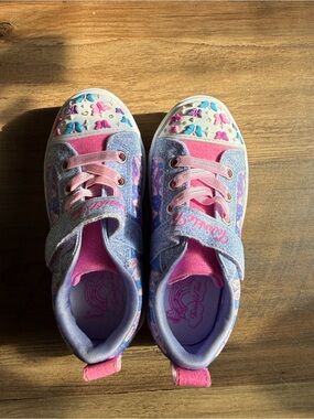Skechers Girls' Pink, Purple & Blue Butterfly Glitter Sneakers